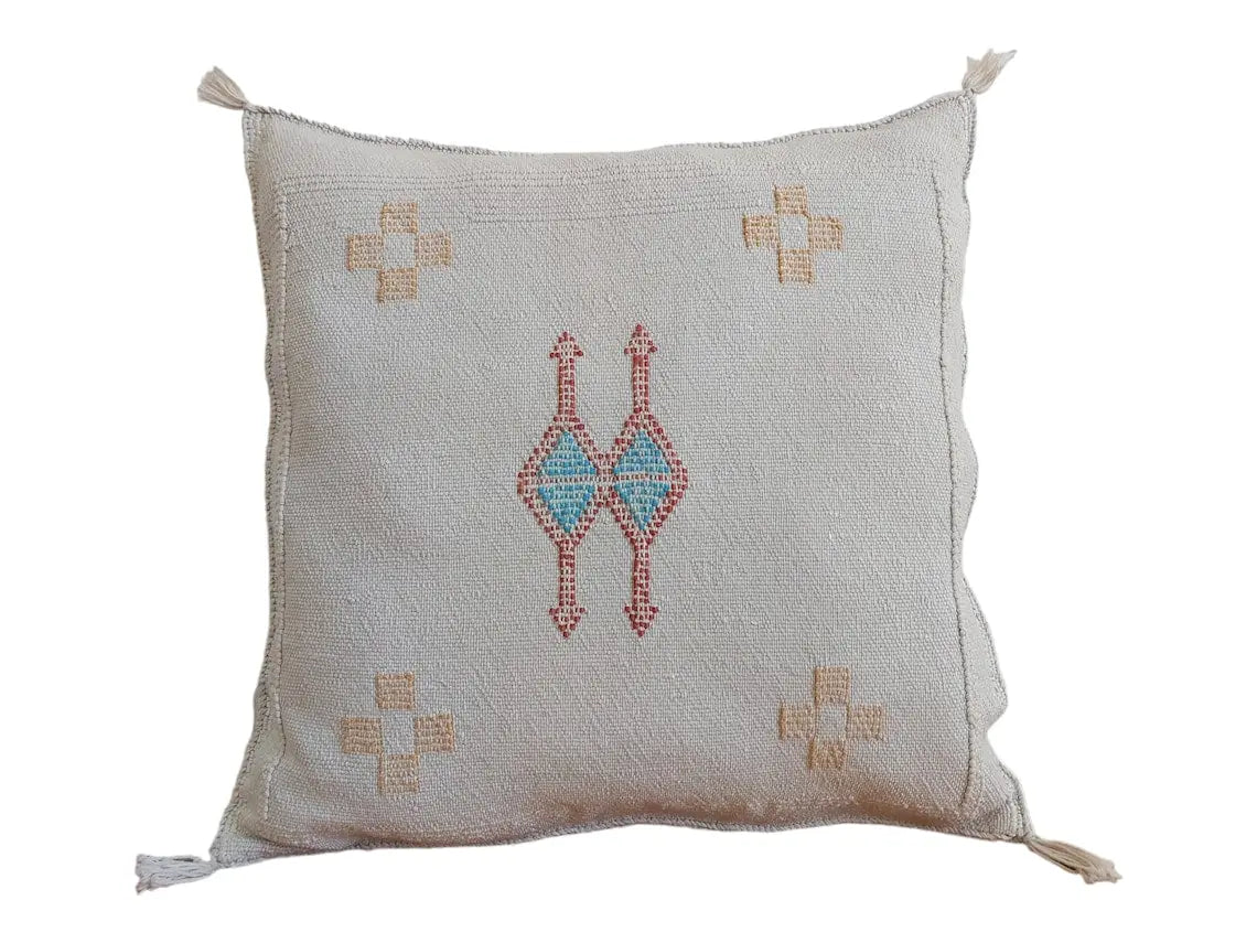 Handcrafted Moroccan Cactus Silk Pillow Case - Faded Purple Bohemian Berber Style Home Decor (18x18 Inches) MoroccanBazzArts