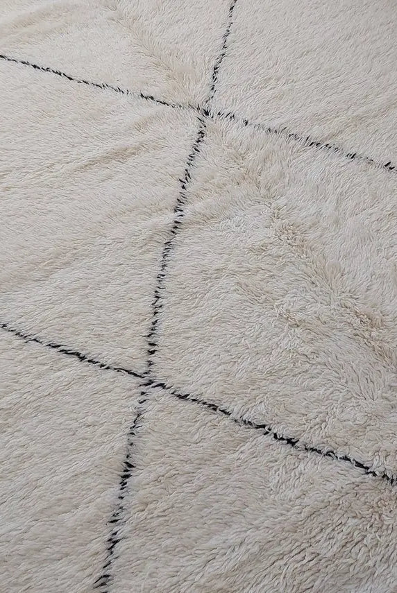 Authentic Beni Ourain Moroccan Rug: Handmade Wool Berber Carpet For Living Room, White & Black, 7.5x10.9 MoroccanBazzArts