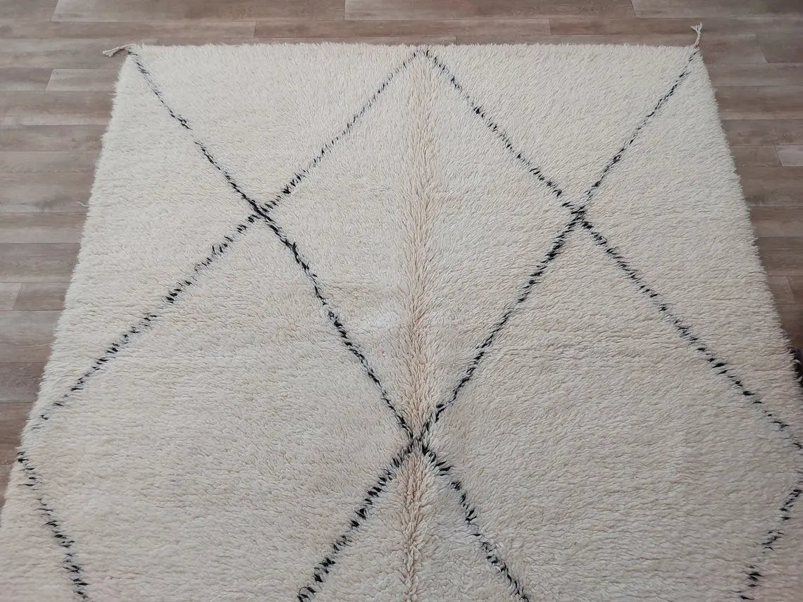 Authentic Moroccan Berber Handmade Wool Rug In Traditional Design 6x8.7 Ft MoroccanBazzArts