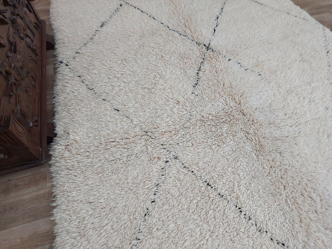 Authentic Beni Ourain Moroccan Rug - Handmade Lamb Wool Berber Carpet (5.10x9.9 Ft) MoroccanBazzArts