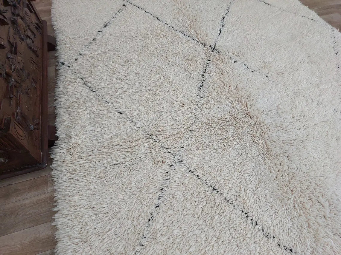 Authentic Beni Ourain Moroccan Rug - Handmade Lamb Wool Berber Carpet (5.10x9.9 Ft) MoroccanBazzArts