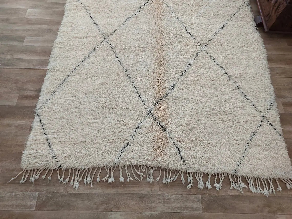 Authentic Beni Ourain Moroccan Rug - Handmade Lamb Wool Berber Carpet (5.10x9.9 Ft) MoroccanBazzArts