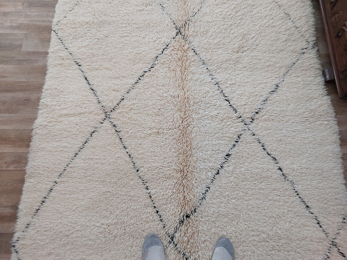Authentic Beni Ourain Moroccan Rug - Handmade Lamb Wool Berber Carpet (5.10x9.9 Ft) MoroccanBazzArts