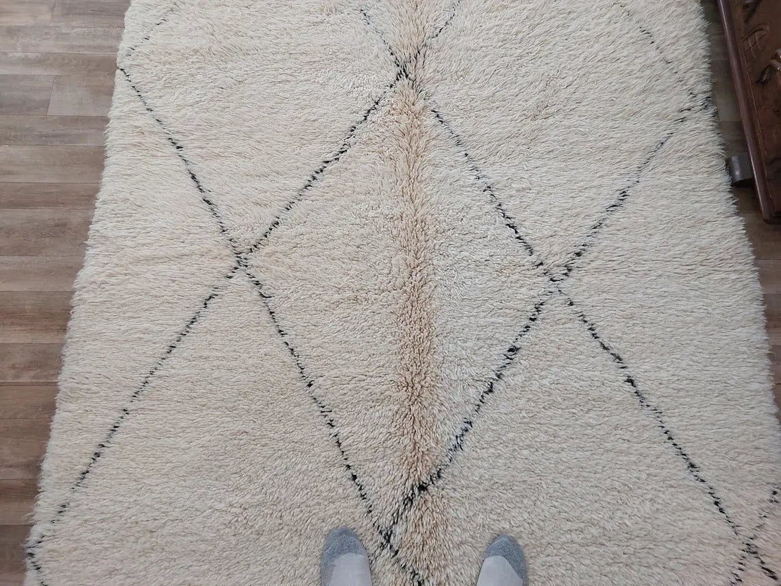 Authentic Beni Ourain Moroccan Rug - Handmade Lamb Wool Berber Carpet (5.10x9.9 Ft) MoroccanBazzArts