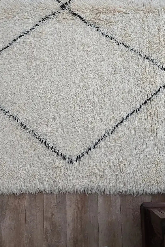 Handmade Beni Ourain Moroccan Wool Rug - Timeless Elegance, Classic Design, Warm Tones (5.10x8.2 Ft) MoroccanBazzArts