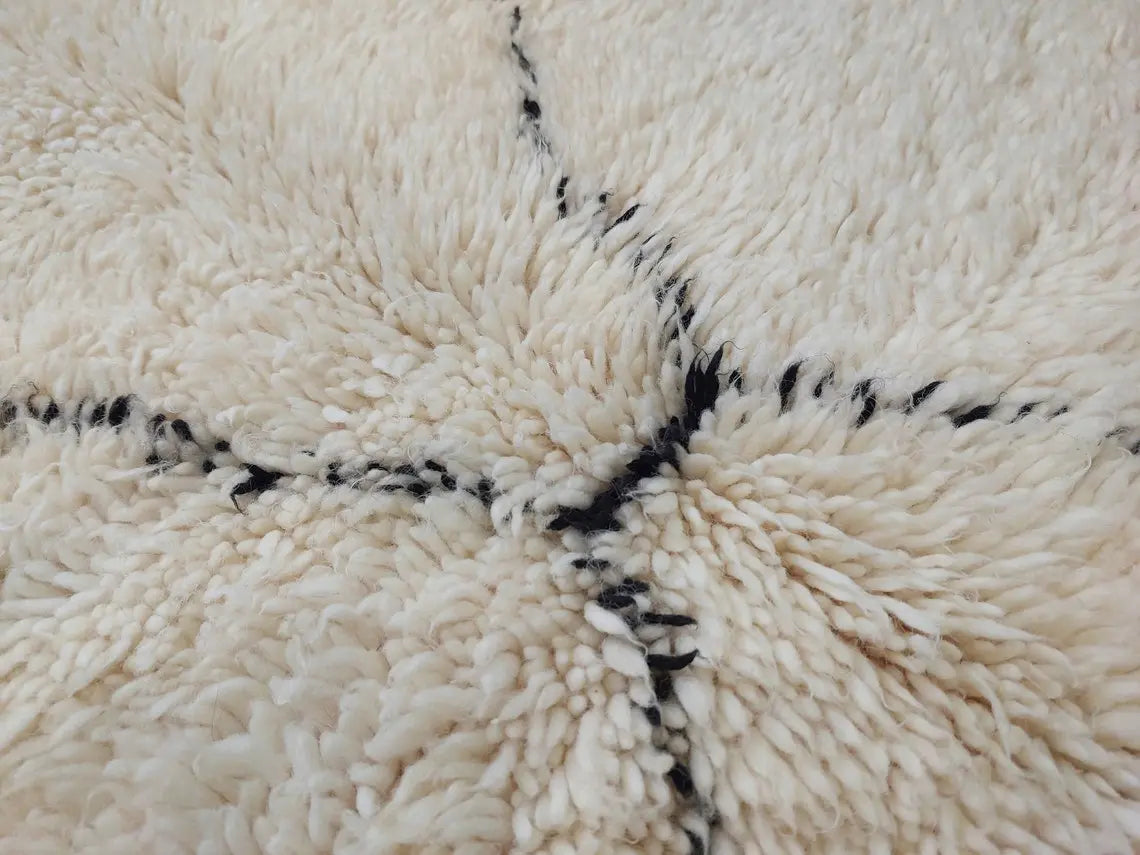 White Berber Wool Rug - Handmade Moroccan Beni Ourain Carpet 5.4x8.2ft Area Rug MoroccanBazzArts