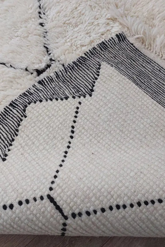 White Berber Wool Rug - Handmade Moroccan Beni Ourain Carpet 5.4x8.2ft Area Rug MoroccanBazzArts