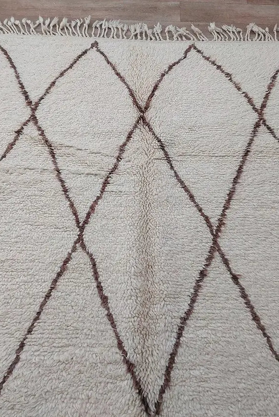 Authentic Beni Ourain Rug: Handwoven Moroccan Vintage-Style White Carpet for Living Room Decor MoroccanBazzArts