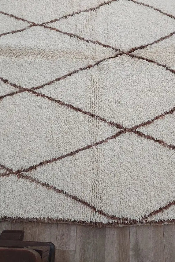 Authentic Beni Ourain Rug: Handwoven Moroccan Vintage-Style White Carpet for Living Room Decor MoroccanBazzArts