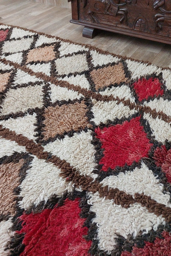 Vintage Moroccan Berber Azilal Rug - Colorful Handmade Wool Carpet With Natural Dyes (4.2x8.8 Ft) MoroccanBazzArts