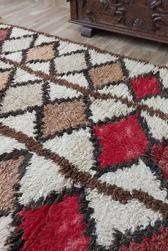 Vintage Moroccan Berber Azilal Rug - Colorful Handmade Wool Carpet With Natural Dyes (4.2x8.8 Ft) MoroccanBazzArts