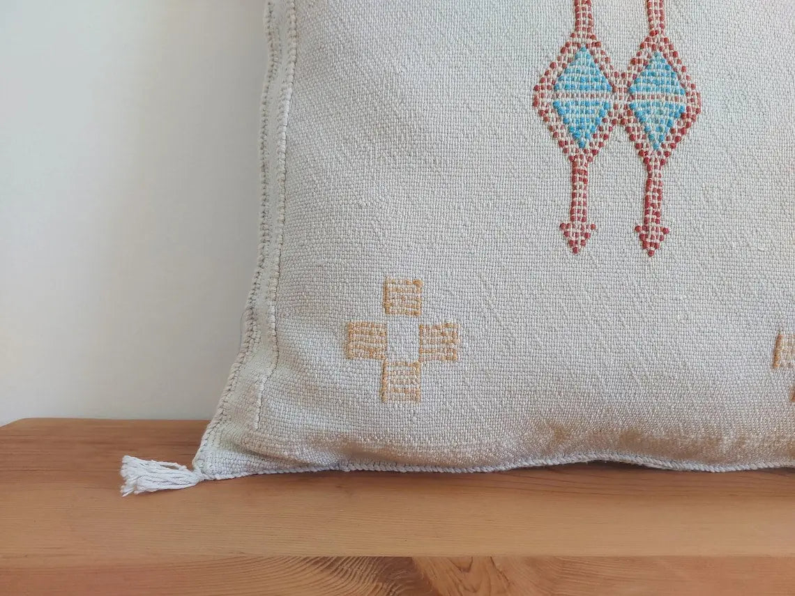 Handcrafted Moroccan Cactus Silk Pillow Case - Faded Purple Bohemian Berber Style Home Decor (18x18 Inches) MoroccanBazzArts