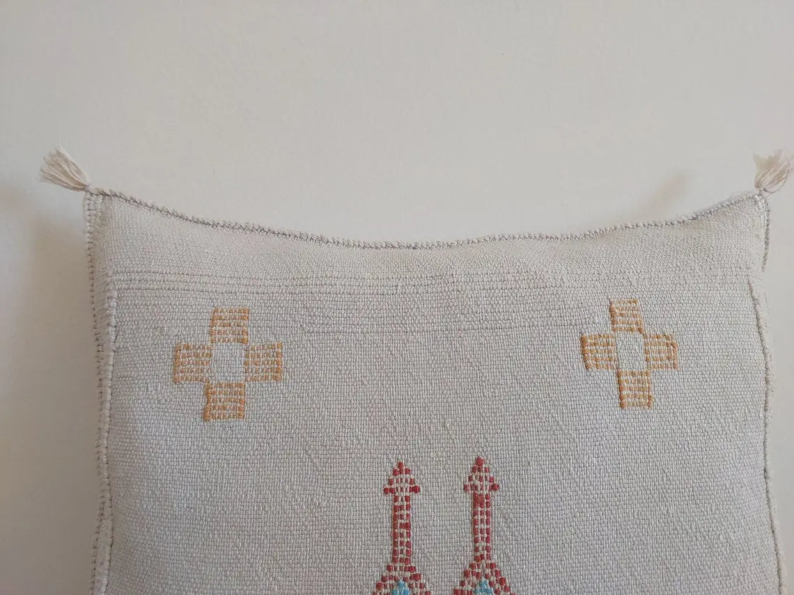 Handcrafted Moroccan Cactus Silk Pillow Case - Faded Purple Bohemian Berber Style Home Decor (18x18 Inches) MoroccanBazzArts