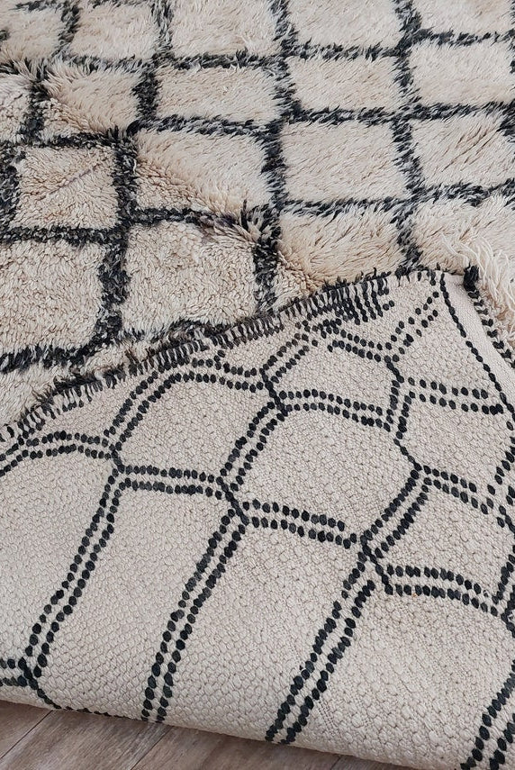 Beni Ourain Rug Wool Handknotted Carpet: Authentic Moroccan Berber, Neutral Boho Living Room Decor, Soft Mid Century Accent MoroccanBazzArts