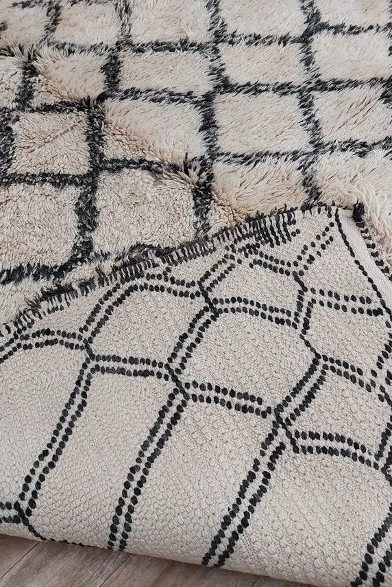 Beni Ourain Rug Wool Handknotted Carpet: Authentic Moroccan Berber, Neutral Boho Living Room Decor, Soft Mid Century Accent MoroccanBazzArts