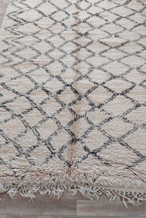 Beni Ourain Rug Wool Handknotted Carpet: Authentic Moroccan Berber, Neutral Boho Living Room Decor, Soft Mid Century Accent MoroccanBazzArts
