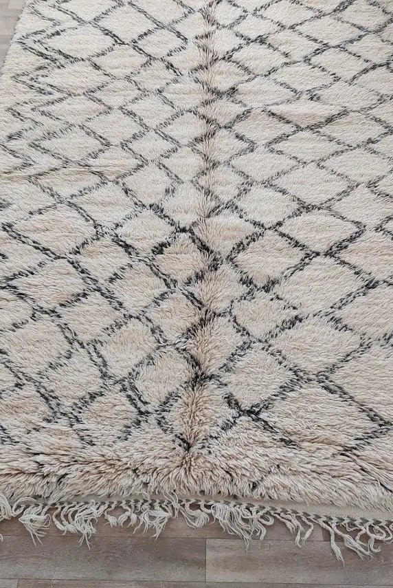 Beni Ourain Rug Wool Handknotted Carpet: Authentic Moroccan Berber, Neutral Boho Living Room Decor, Soft Mid Century Accent MoroccanBazzArts