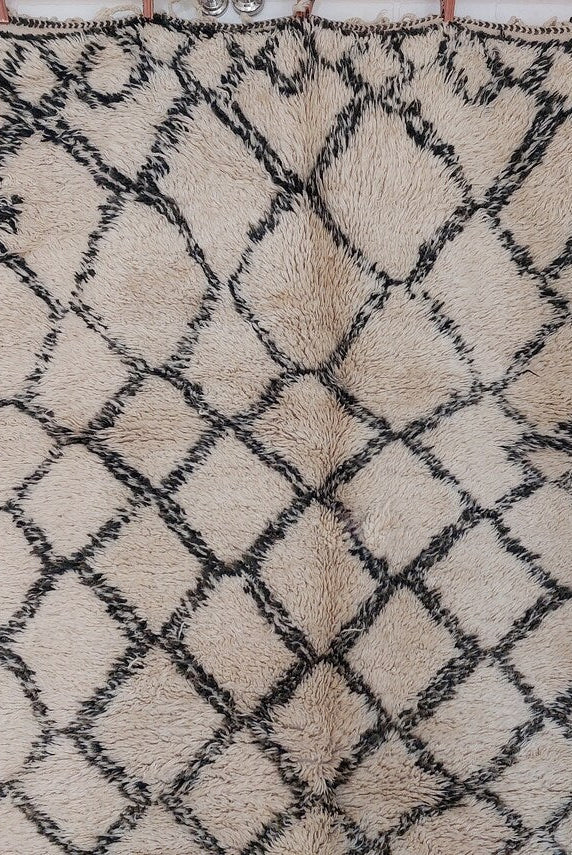 Beni Ourain Rug Wool Handknotted Carpet: Authentic Moroccan Berber, Neutral Boho Living Room Decor, Soft Mid Century Accent MoroccanBazzArts