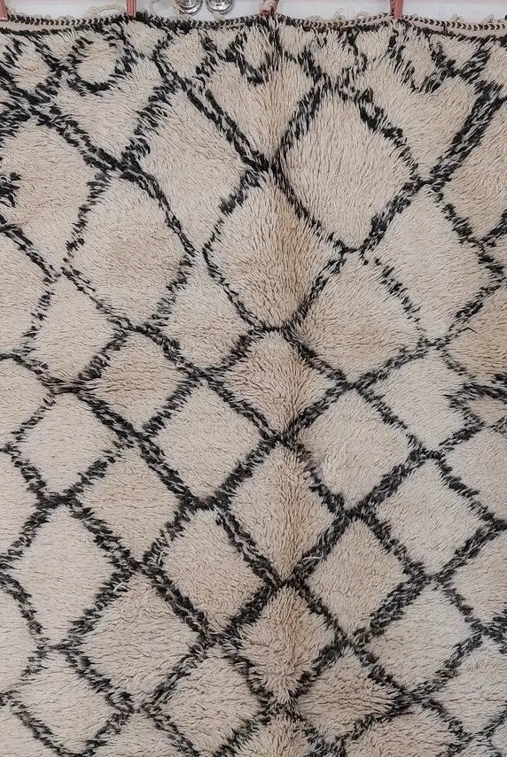 Beni Ourain Rug Wool Handknotted Carpet: Authentic Moroccan Berber, Neutral Boho Living Room Decor, Soft Mid Century Accent MoroccanBazzArts