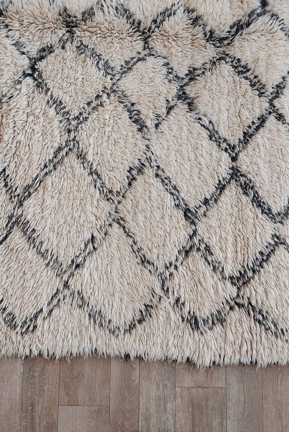 Beni Ourain Rug Wool Handknotted Carpet: Authentic Moroccan Berber, Neutral Boho Living Room Decor, Soft Mid Century Accent MoroccanBazzArts