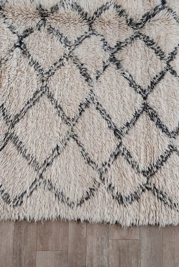 Beni Ourain Rug Wool Handknotted Carpet: Authentic Moroccan Berber, Neutral Boho Living Room Decor, Soft Mid Century Accent MoroccanBazzArts