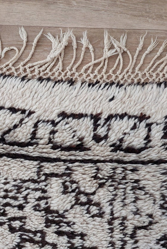 Beni Ourain Moroccan Wool Rug: Large Handwoven Geometric Ivory Brown Area Decor MoroccanBazzArts