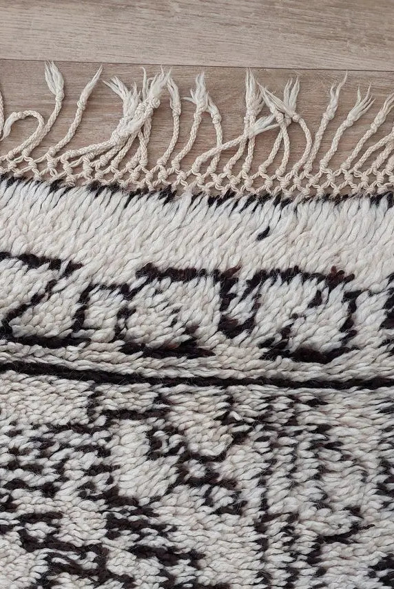 Beni Ourain Moroccan Wool Rug: Large Handwoven Geometric Ivory Brown Area Decor MoroccanBazzArts