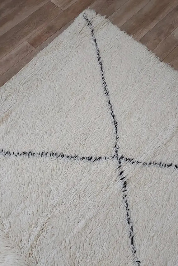 Authentic Beni Ourain Moroccan Rug: Handmade Wool Berber Carpet For Living Room, White & Black, 7.5x10.9 MoroccanBazzArts