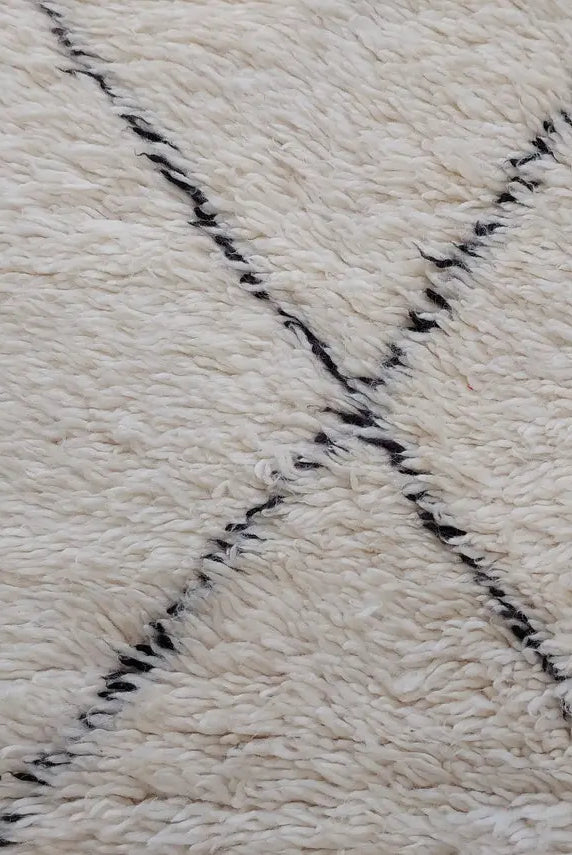 Authentic Beni Ourain Moroccan Rug: Handmade Wool Berber Carpet For Living Room, White & Black, 7.5x10.9 MoroccanBazzArts