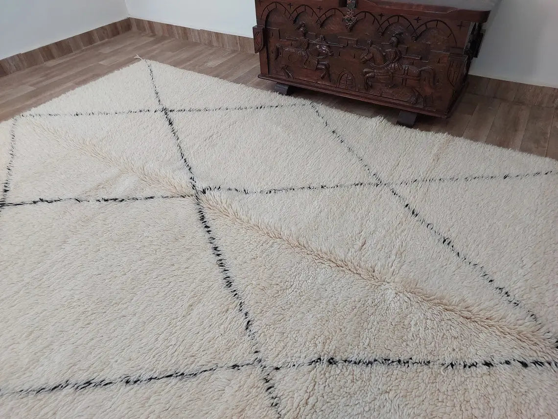 Authentic Moroccan Berber Handmade Wool Rug In Traditional Design 6x8.7 Ft MoroccanBazzArts