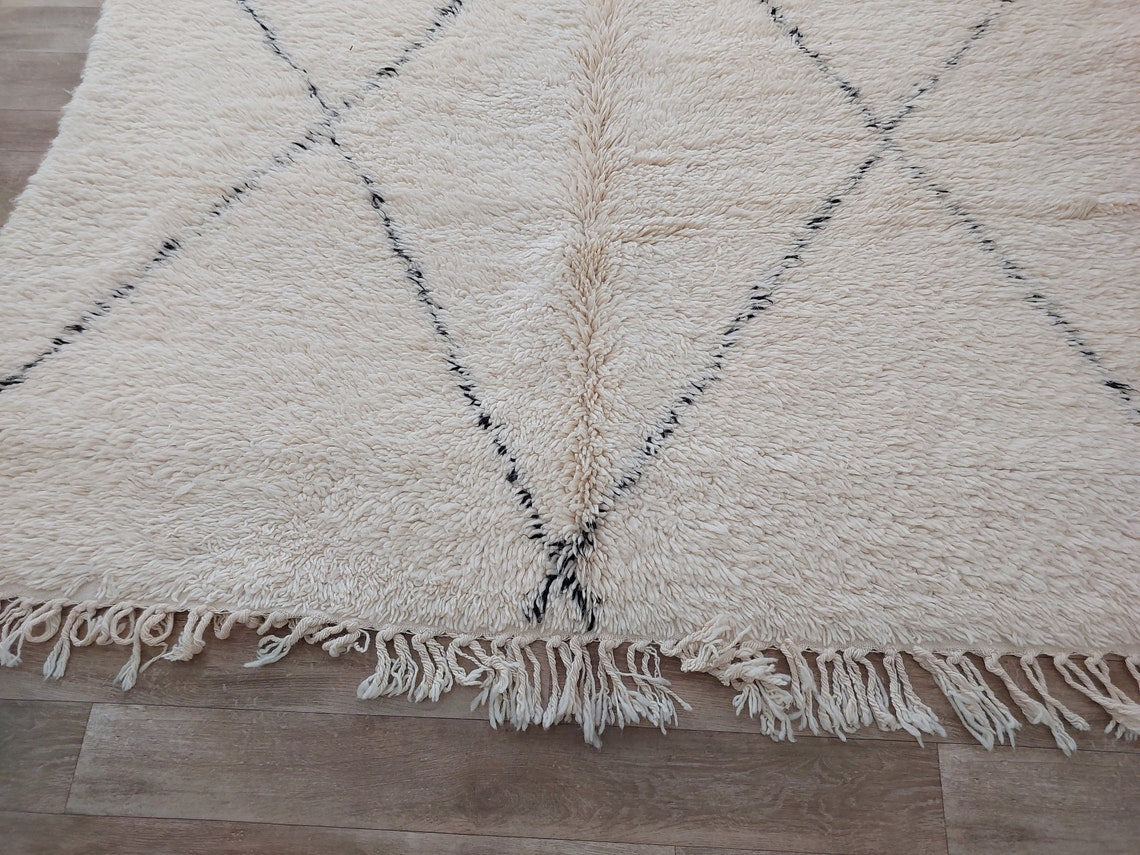 Authentic Moroccan Berber Handmade Wool Rug In Traditional Design 6x8.7 Ft MoroccanBazzArts