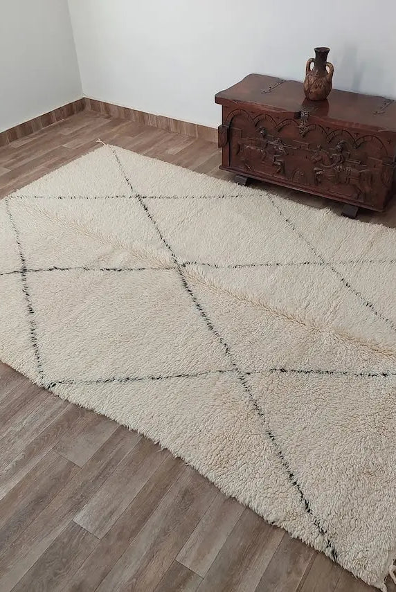 Authentic Moroccan Berber Handmade Wool Rug In Traditional Design 6x8.7 Ft MoroccanBazzArts