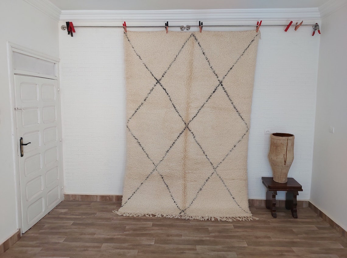 Authentic Moroccan Berber Handmade Wool Rug In Traditional Design 6x8.7 Ft MoroccanBazzArts