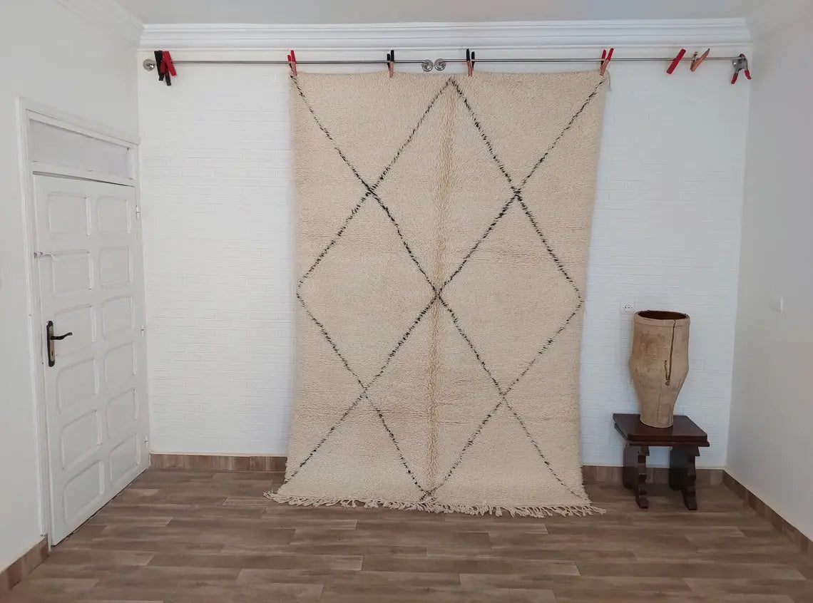 Authentic Moroccan Berber Handmade Wool Rug In Traditional Design 6x8.7 Ft MoroccanBazzArts