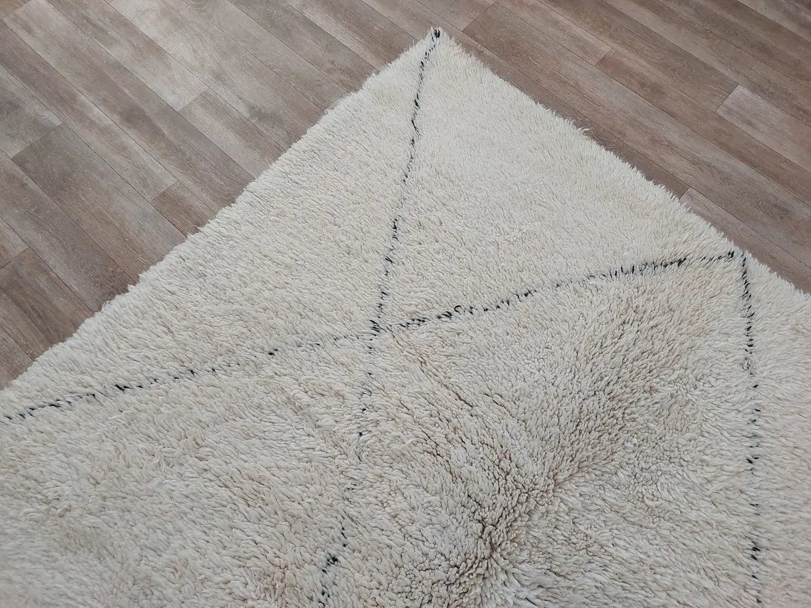 Authentic Beni Ourain Moroccan Rug - Handmade Lamb Wool Berber Carpet (5.10x9.9 Ft) MoroccanBazzArts