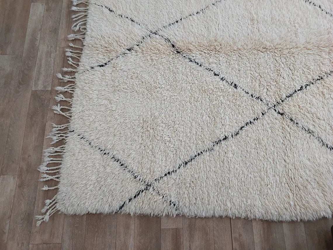 Authentic Beni Ourain Moroccan Rug - Handmade Lamb Wool Berber Carpet (5.10x9.9 Ft) MoroccanBazzArts