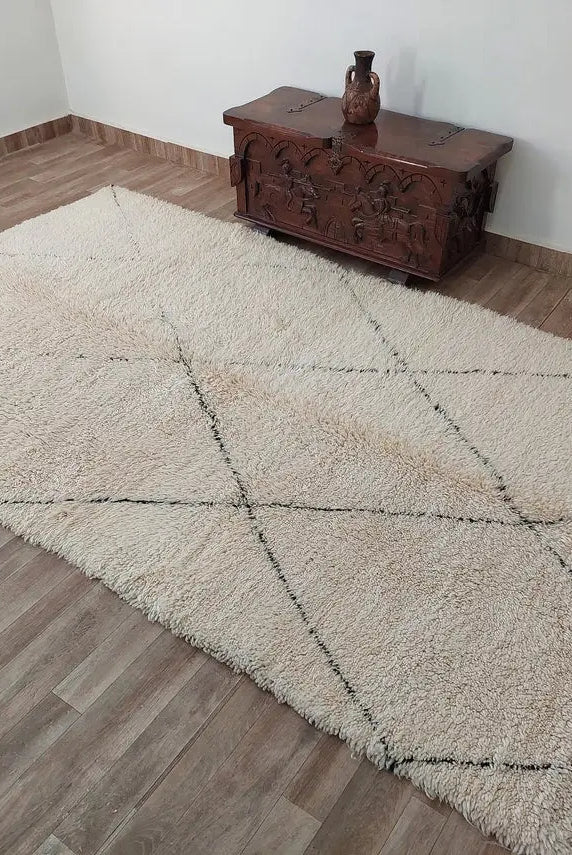 Authentic Beni Ourain Moroccan Rug - Handmade Lamb Wool Berber Carpet (5.10x9.9 Ft) MoroccanBazzArts