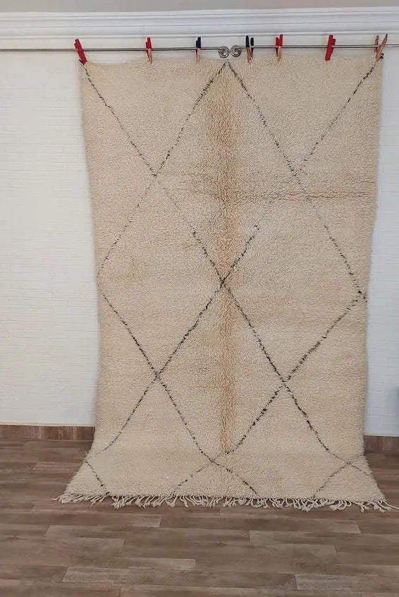 Authentic Beni Ourain Moroccan Rug - Handmade Lamb Wool Berber Carpet (5.10x9.9 Ft) MoroccanBazzArts