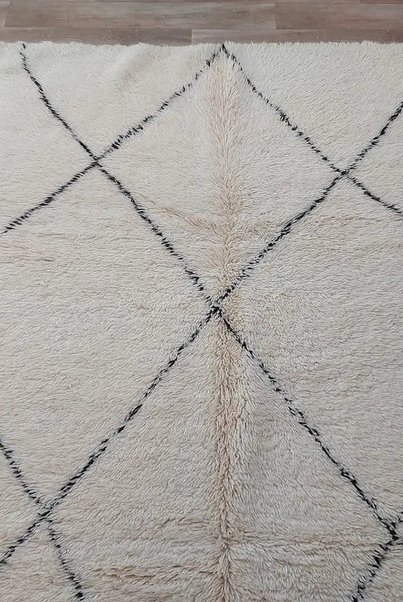 Handmade Beni Ourain Moroccan Wool Rug - Timeless Elegance, Classic Design, Warm Tones (5.10x8.2 Ft) MoroccanBazzArts