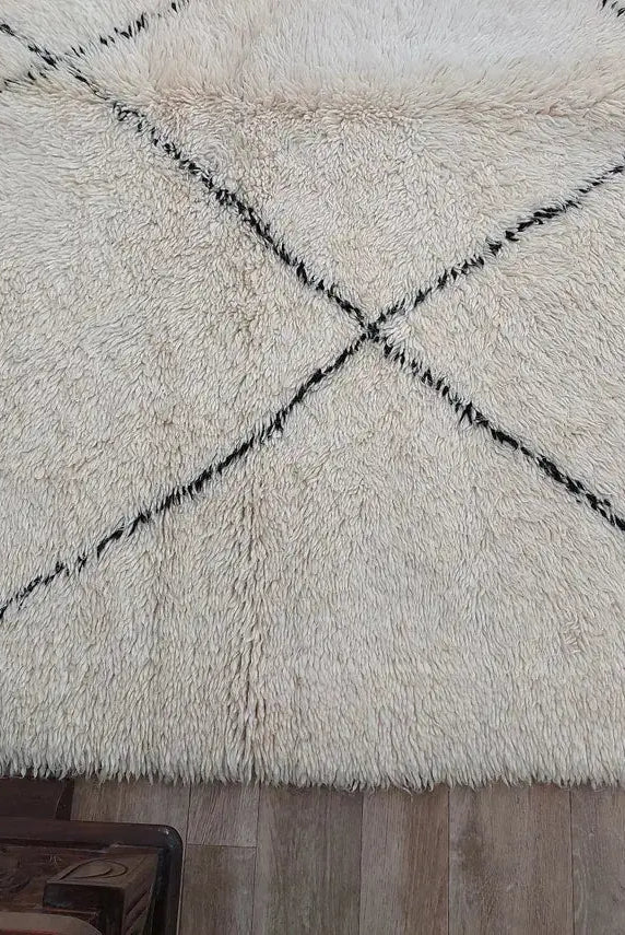Handmade Beni Ourain Moroccan Wool Rug - Timeless Elegance, Classic Design, Warm Tones (5.10x8.2 Ft) MoroccanBazzArts