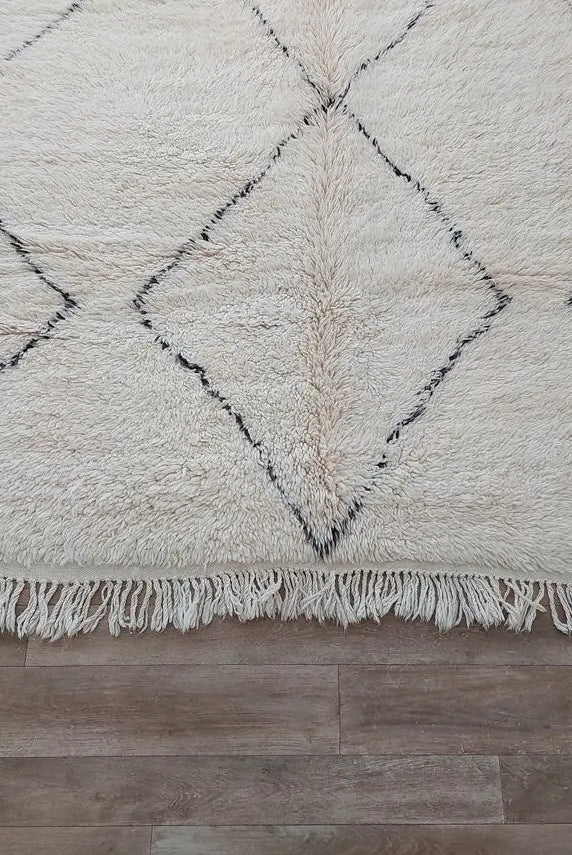 Authentic Vintage Moroccan Beni Ourain Rug: Distressed Wool Carpet, Timeless Style, 6.2 X 9.4 Ft MoroccanBazzArts