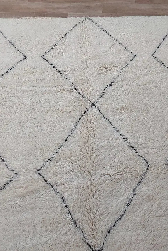 Authentic Vintage Moroccan Beni Ourain Rug: Distressed Wool Carpet, Timeless Style, 6.2 X 9.4 Ft MoroccanBazzArts