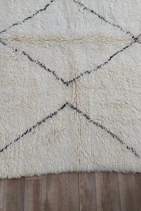 Authentic Vintage Moroccan Beni Ourain Rug: Distressed Wool Carpet, Timeless Style, 6.2 X 9.4 Ft MoroccanBazzArts