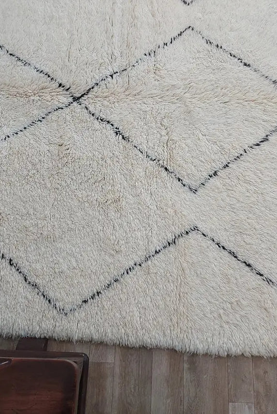 Authentic Vintage Moroccan Beni Ourain Rug: Distressed Wool Carpet, Timeless Style, 6.2 X 9.4 Ft MoroccanBazzArts
