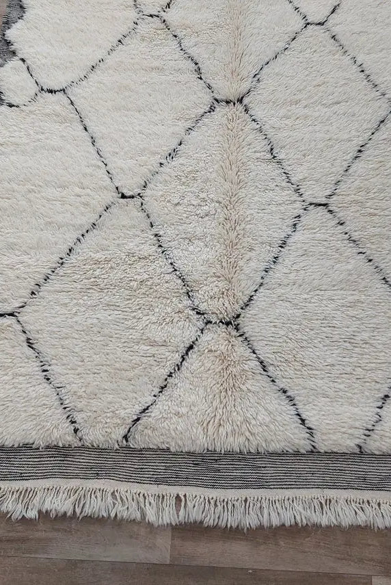 White Berber Wool Rug - Handmade Moroccan Beni Ourain Carpet 5.4x8.2ft Area Rug MoroccanBazzArts