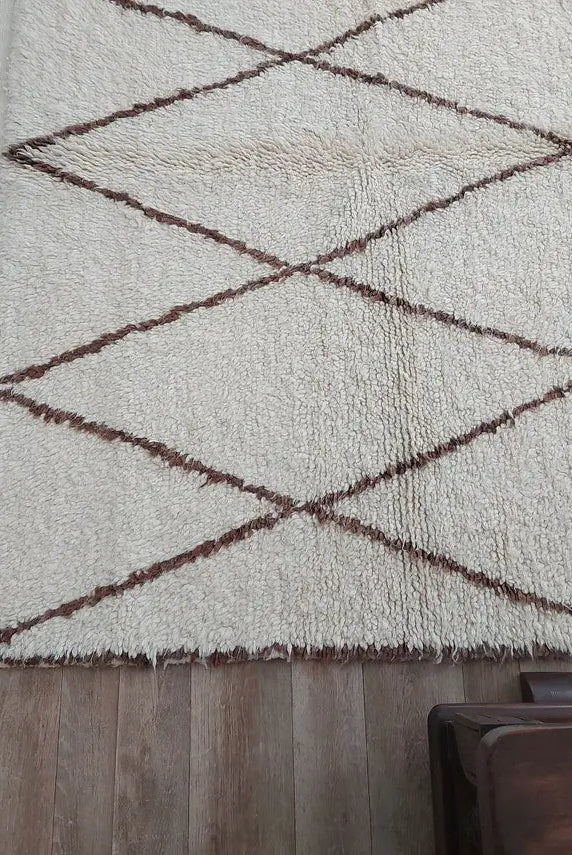 Authentic Beni Ourain Rug: Handwoven Moroccan Vintage-Style White Carpet for Living Room Decor MoroccanBazzArts