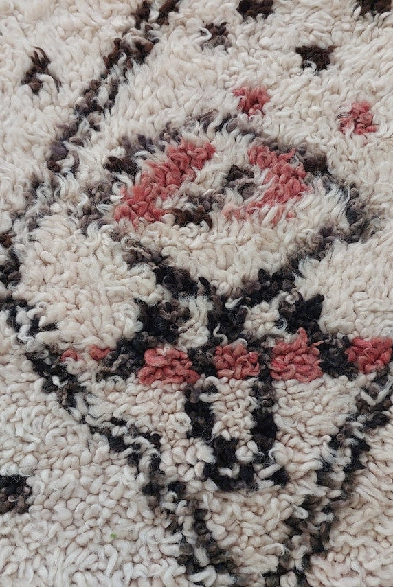 Berber Geometric Rug 6'10"X8'10" Wool: Handmade Moroccan Seghrouchen, Ivory Area Bohemian Decor, Traditional Artisan Statement MoroccanBazzArts