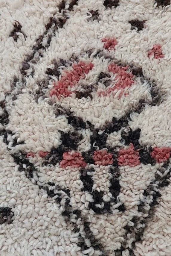 Berber Geometric Rug 6'10"X8'10" Wool: Handmade Moroccan Seghrouchen, Ivory Area Bohemian Decor, Traditional Artisan Statement MoroccanBazzArts