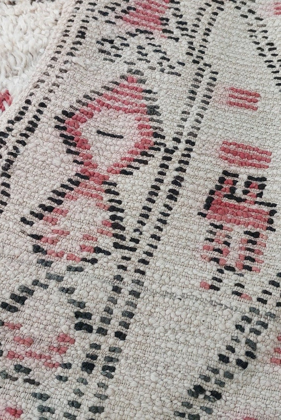 Berber Geometric Rug 6'10"X8'10" Wool: Handmade Moroccan Seghrouchen, Ivory Area Bohemian Decor, Traditional Artisan Statement MoroccanBazzArts