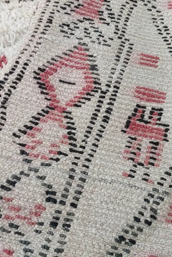 Berber Geometric Rug 6'10"X8'10" Wool: Handmade Moroccan Seghrouchen, Ivory Area Bohemian Decor, Traditional Artisan Statement MoroccanBazzArts